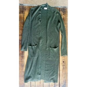 Cyrus Womens Olive Green Longline Open Front Duster Cardigan Sweater Size S